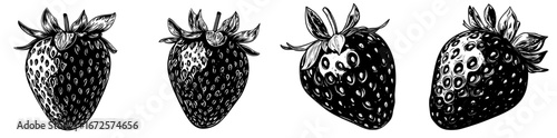 The Strawberry Icon is a minimalist representation of a strawberry, depicted in black and white, ideal for various design applications