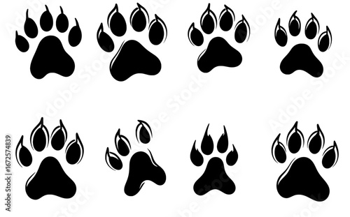 Design graphic resources with cat, dog, and walking prints available in black and white silhouette