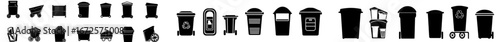 Delete and trash icons are available, including sets for bins, cans, buttons, and boxes, as well as recycling symbols and modern illustrations on transparent backgrounds for apps, ui, and websites