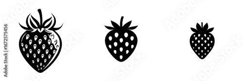 A minimalist illustration of a strawberry in black and white, the Strawberry Icon is bold, simple, and delicious, making it suitable for branding, websites, and other projects