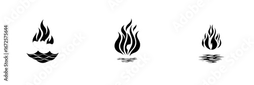 The Fiery Passion Icon boasts a striking and minimalist design, featuring a black silhouette of a flame within a circular border, emitting a powerful sense of energy and intensity