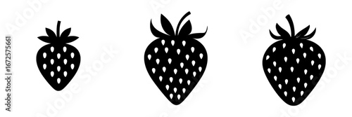 The Sweet Summer Icon features a striking black outline of a strawberry, ideal for use in branding, website design, or app development, with its simplicity and attention to detail conveying a sense