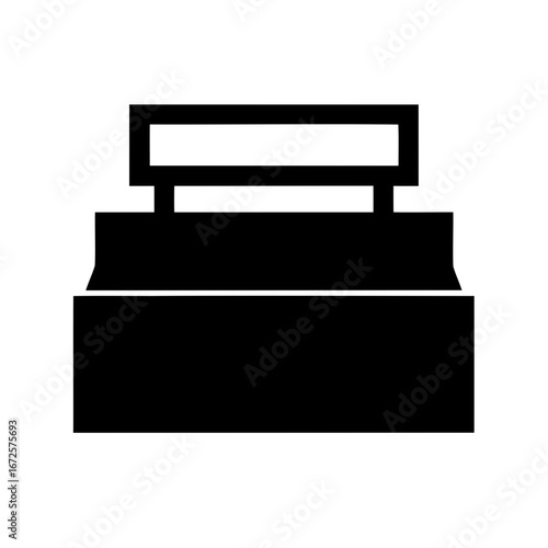 Silhouette of a simple bench with a thick backrest and legs