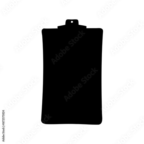 Black silhouette of a clipboard isolated on white background for document management