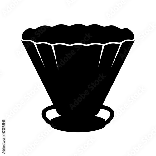 Stylish black and white vector graphic illustration of a coffee dripper