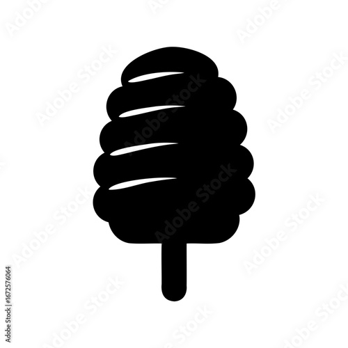 Stylized Black Silhouette of a Cotton Candy Sweet Treat with a Handle