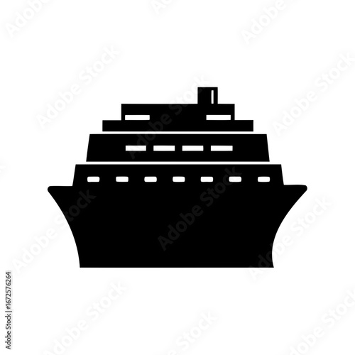 Simple Silhouette of a Cruise Ship, a Classic Symbol of Travel