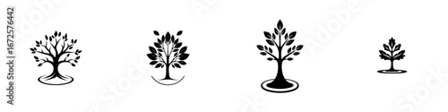 The 'Tree of Life' features a minimalist yet elegant tree illustration, characterized by a bold black silhouette set against a white background and stylized with simplicity