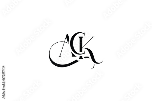 Initial ACK creative letter logo design. Elegant Monogram Logo Design with Decorative Elements and Typography