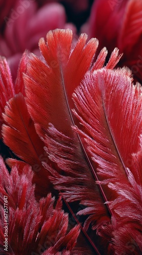 Vibrant Pink and Red Feather-Like Petals Create an Artistic Display in a Flor...