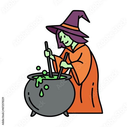 Witch stirring pot