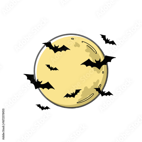Halloween Moon with bats