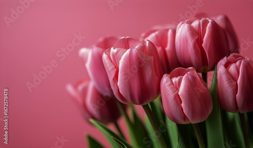 Pink Tulips Arranged Neatly on a Pink Background Ideal for Spring Decoration ...