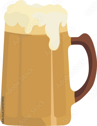 Large mug of foamy beer. Vector illustration.