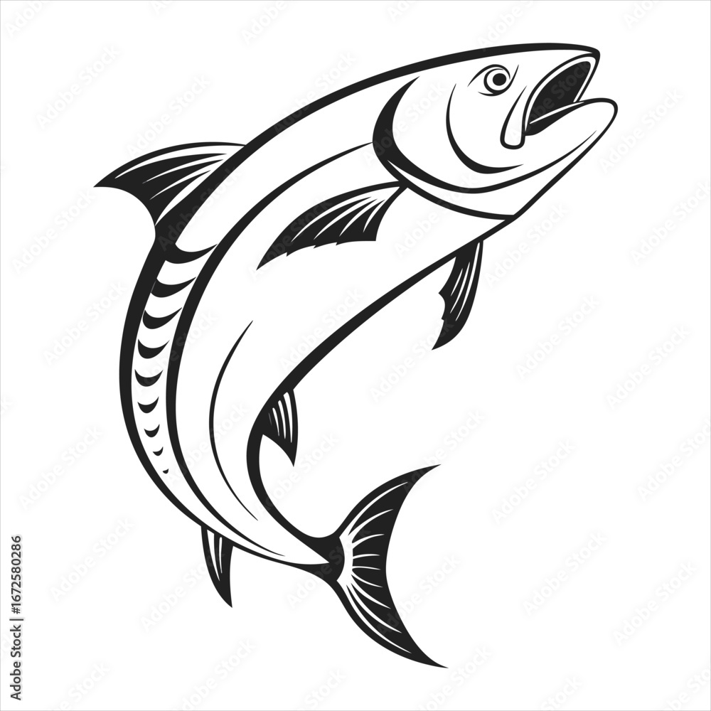Fototapeta premium Deep Black and White Koi Fish Vector Illustration