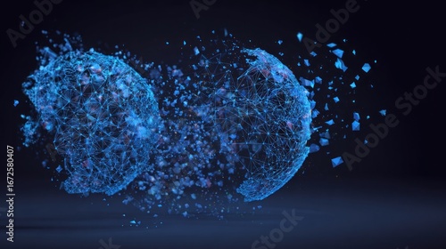 Abstract digital sphere explosion