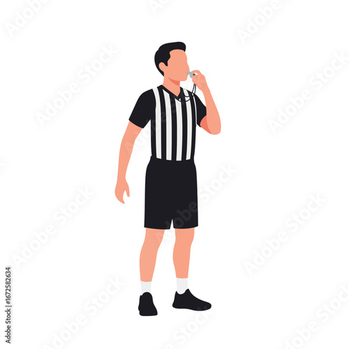 Professional Referee Whistleblowing in Sports Illustration