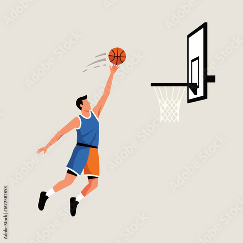 Dynamic Basketball Player Dunking in Action - Illustration
