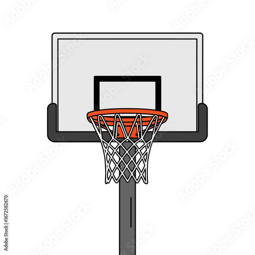 Illustration of a Basketball Hoop with Backboard on a Black Background