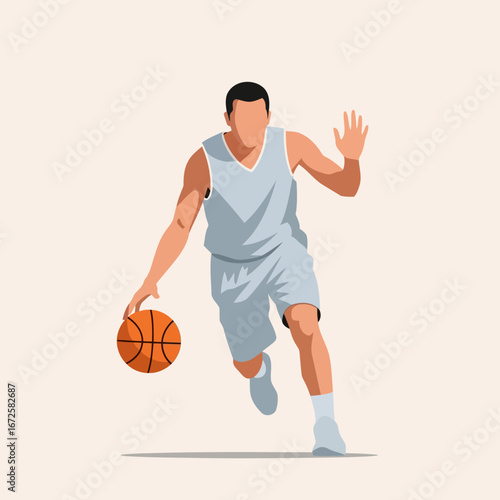 Dynamic Basketball Player Dribbling with Intensity