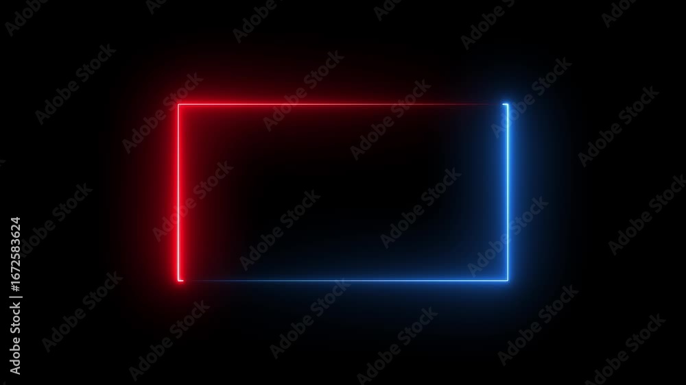 Neon Rectangle Border red and blue neon rectangle frame. Black ...