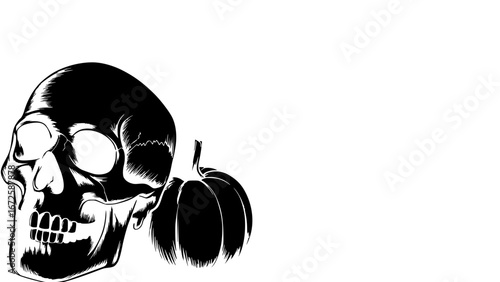 skull and pumpkin