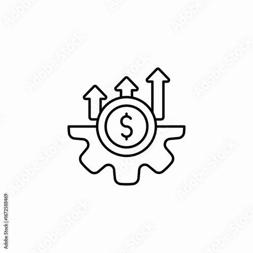 finance growth gear icon sign vector