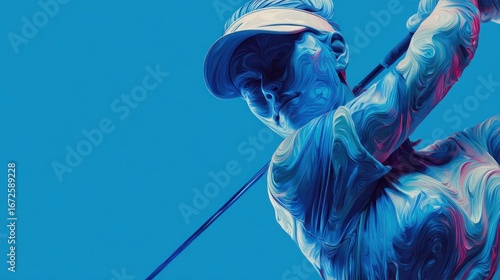 Abstract golf player in vibrant colors