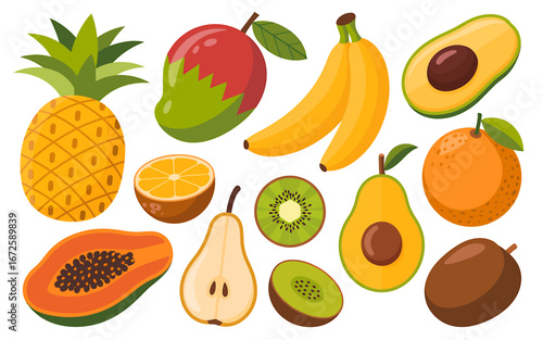 Assortment of Fresh and Delicious Tropical Fruits for Healthy Eating and Vibrant Lifestyle Concepts Food Illustration Variety of Exotic Flavors