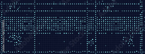 Futuristic digital grid background with blue neon patterns and geometric designs.