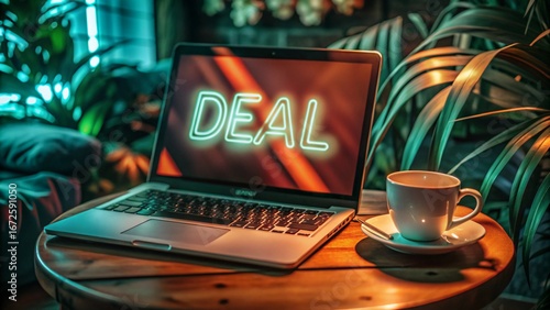 Laptop screen displaying glowing 