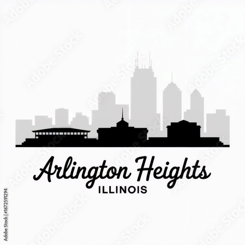 Arlington Heights Illinois Skyline Silhouette — Suburban Chicago Landmark Vector Illustration