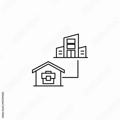 suburban home office icon sign vector
