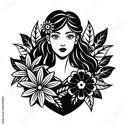 Floral woman Svg