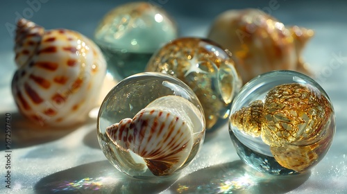 shells in glass balls