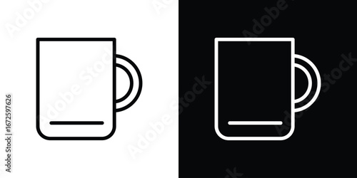 Mug icon. Vector linear icon isolated in black and white