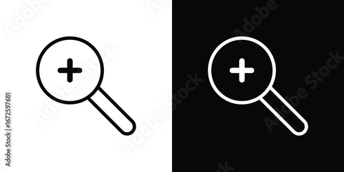 Zoom in icon. Vector linear icon isolated in black and white