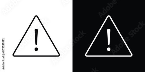 Warning icon. Vector linear icon isolated in black and white