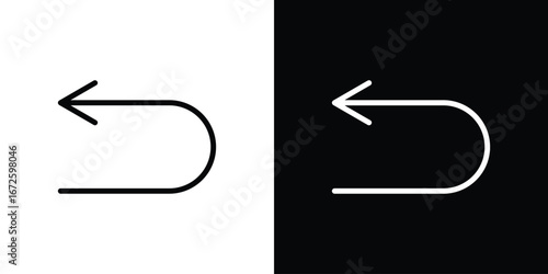 Undo icon. Vector linear icon isolated in black and white