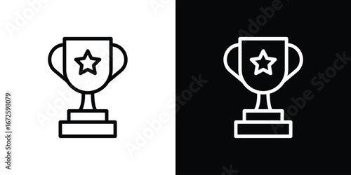 Trophy icon. Vector linear icon isolated in black and white