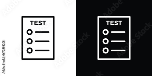 Test icon. Vector linear icon isolated in black and white
