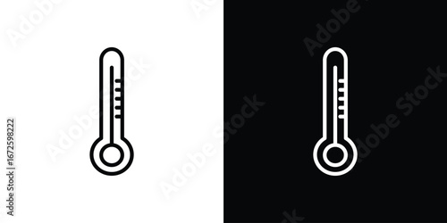 Temperature icon. Vector linear icon isolated in black and white