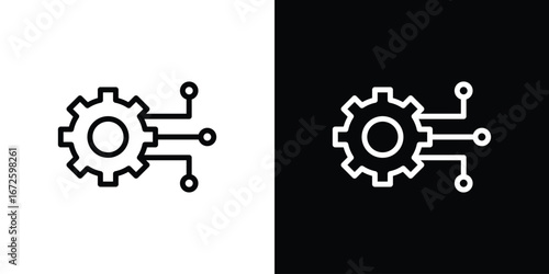 Technology icon. Vector linear icon isolated in black and white