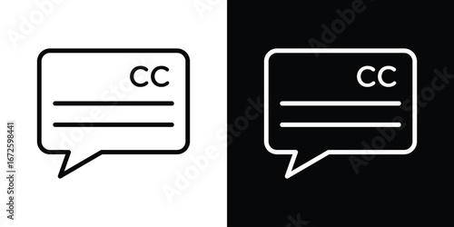 Subtitles icon. Vector linear icon isolated in black and white