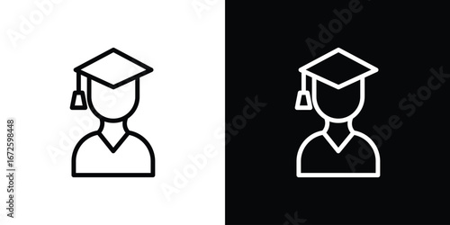 Student icon. Vector linear icon isolated in black and white