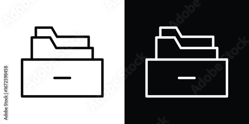 Store files icon. Vector linear icon isolated in black and white