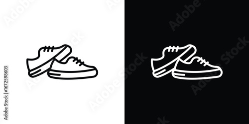 Sneaker icon. Vector linear icon isolated in black and white