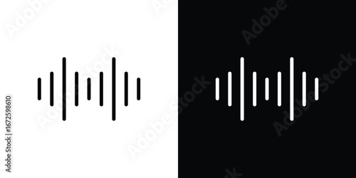 Sound wave icon. Vector linear icon isolated in black and white
