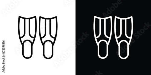 Scuba diving icon. Vector linear icon isolated in black and white