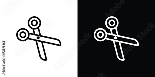 Scissor icon. Vector linear icon isolated in black and white